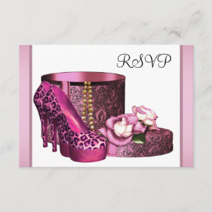Pink High Heel Schuhe Frauen Leopard 50. Geburtsta RSVP Karte