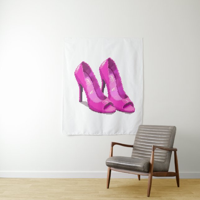 Pink High Heels 64-Bit Pixel Art Style Wandteppich (Beispiel)