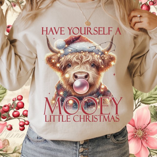 Pink-Highland Kuh-Niedlich Kuh-Weihnachtsmooey T-Shirt (Von Creator hochgeladen)
