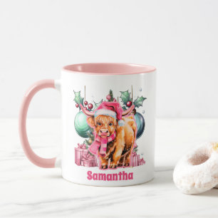 Pink Highland Kuh Weihnachtskids Heiße Schokolade Tasse