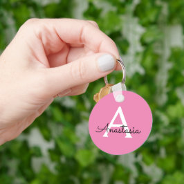 Pink-Hintergrundname anpassen Schlüsselanhänger