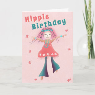 Pink Hippie Birthday Groovy Girl Blume Power Boho Karte