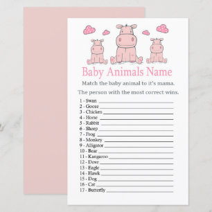 Pink Hippo Baby Animals Name Spiel