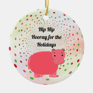 Pink Hippo Hooray für Ferien Keramik Ornament
