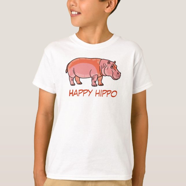 Pink Hippo Kids T-Shirt – Cute and Playful Animal  (Vorderseite)