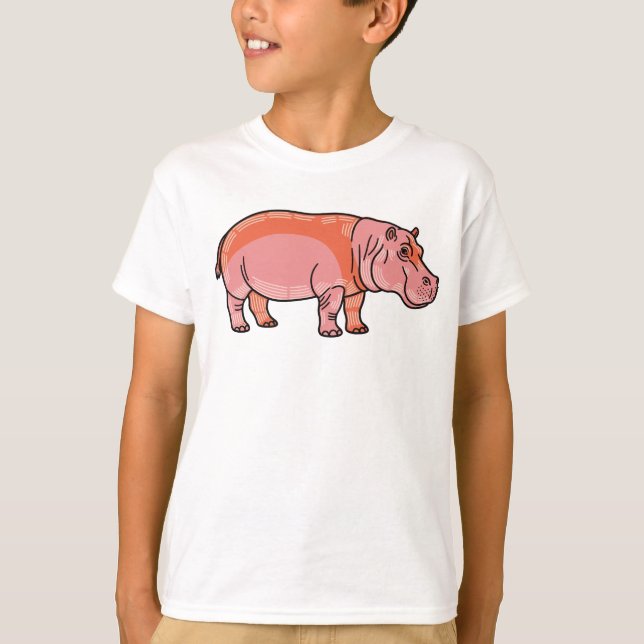 Pink Hippo Kids T-Shirt – Cute and Playful Animal  (Vorderseite)