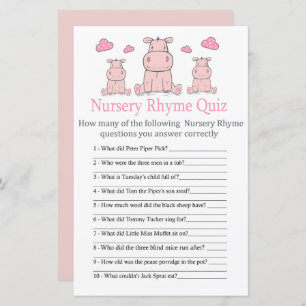 Pink Hippo Kinderzimmer Rhyme Quiz Kinderduschensp