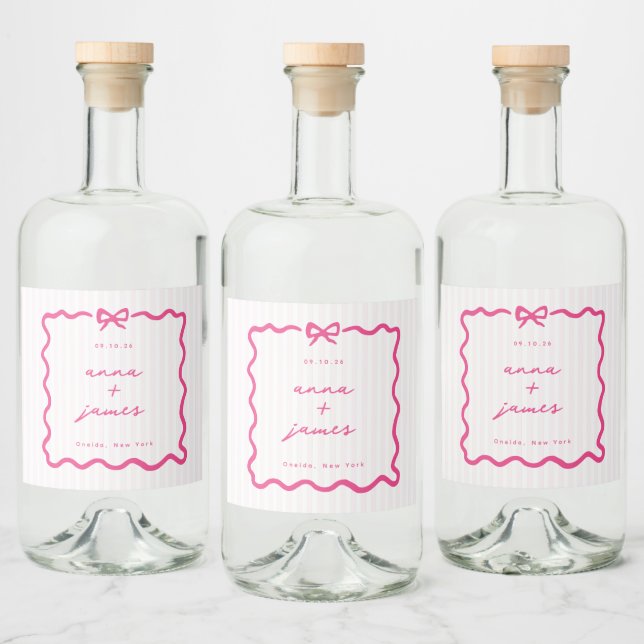 Pink-Hochzeit Alkoholflaschenetikett (Flaschen)
