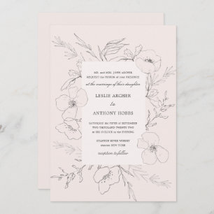 Pink-Hochzeit mit Handschuhen Einladung