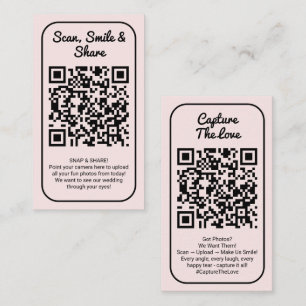 Pink Hochzeitsfoto-Sharing Capture Love QR-Code Visitenkarte
