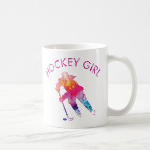 Pink Hockey Girl Player Wasserfarbe Farbige Tasse