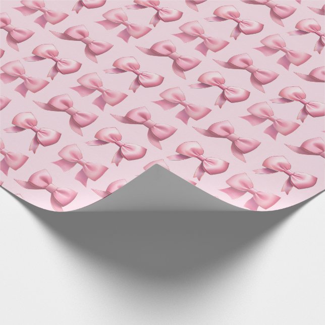 Pink Holiday Bow Gift Wrapping Paper Geschenkpapier (Ecke)