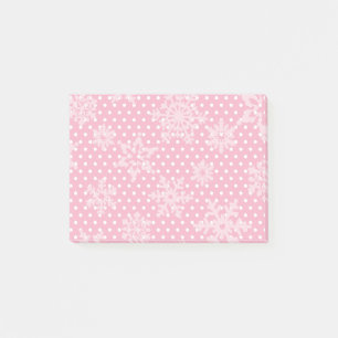 Pink Holiday Snowflakes Post-it Klebezettel