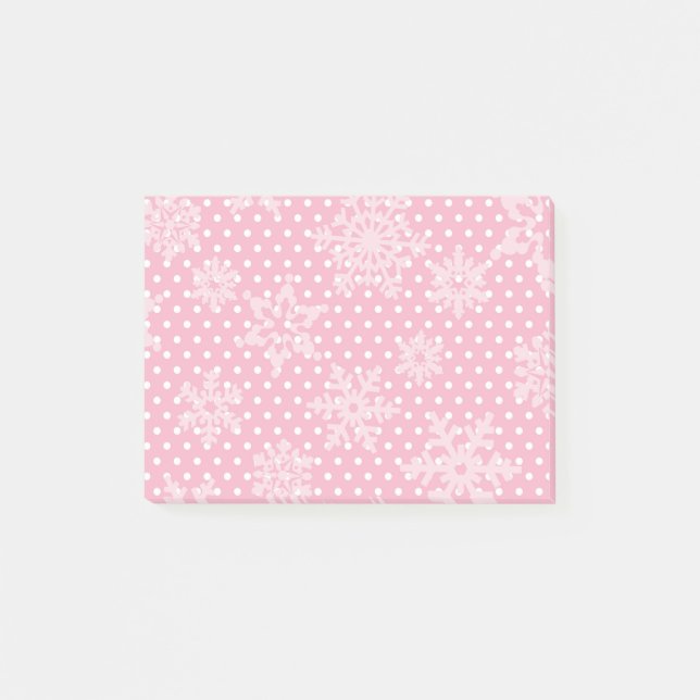 Pink Holiday Snowflakes Post-it Klebezettel (Vorderseite)