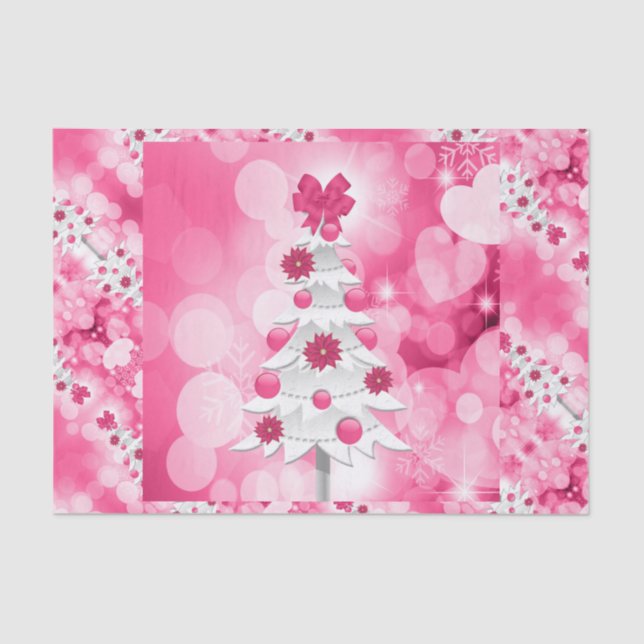 Pink Holiday Tree für ein Girly Theme Seidenpapier (Vorderseite)