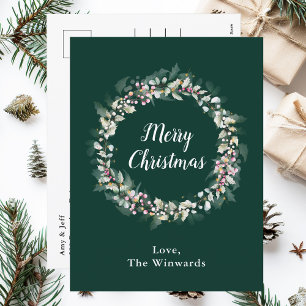 Pink Holly Wreath Frohe Weihnachten