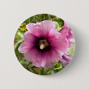 PINK HOLLYHOCK BLUME BUTTON