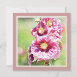 Pink Hollyhock Blume Kinderdusche Einladung