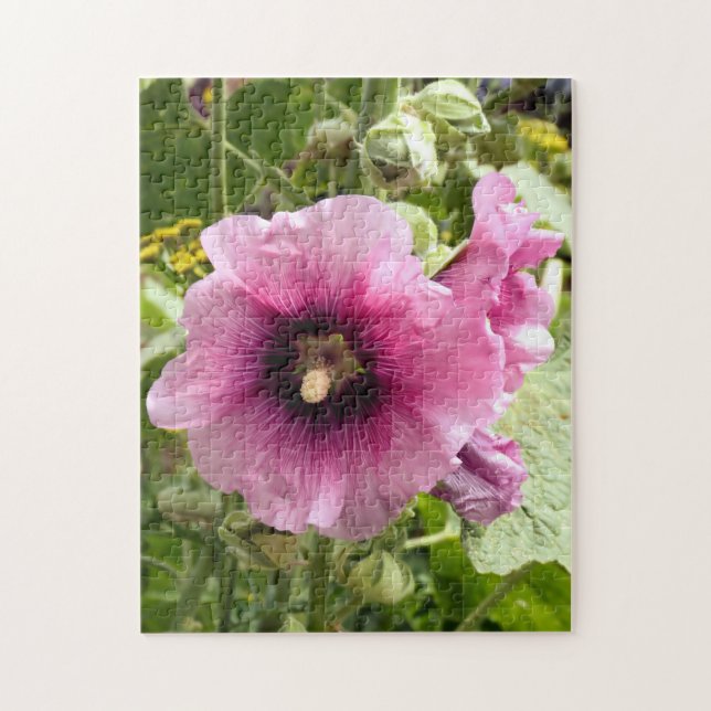 PINK HOLLYHOCK BLUME PUZZLE (Vertikal)