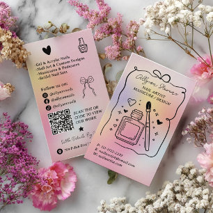 Pink holografische Regenbogen-Nägel Künstler-QR-Co Visitenkarte