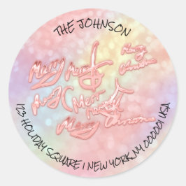 Pink Holograph UAWG Frohe Weihnachtsfarbentherapie Runder Aufkleber
