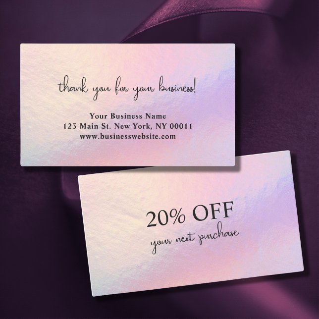 Pink Holographic Business Discount Card Rabattkarte (Von Creator hochgeladen)