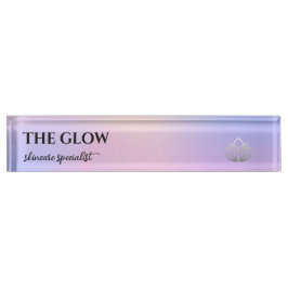 Pink Holographic Iridescent Esthetician Namensplakette