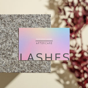 Pink Holographic Iridesing Lash Client nach Pflege Visitenkarte