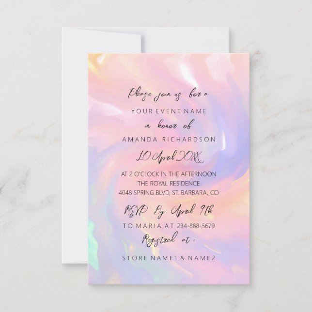 Pink Holographic Pastels Sweet 16. Wedding Einladung (Vorderseite)