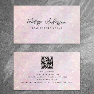 Pink Holographic QR Code Luxe Visitenkarte