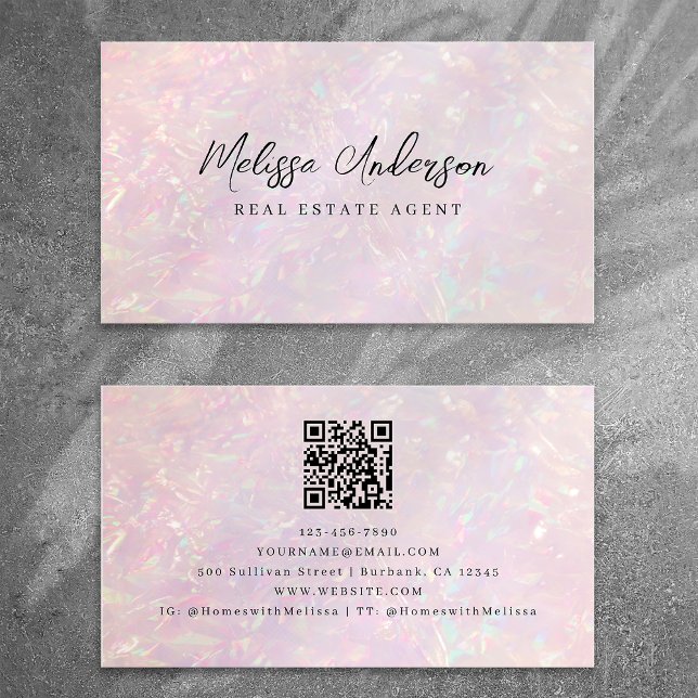 Pink Holographic QR Code Luxe Visitenkarte (Von Creator hochgeladen)