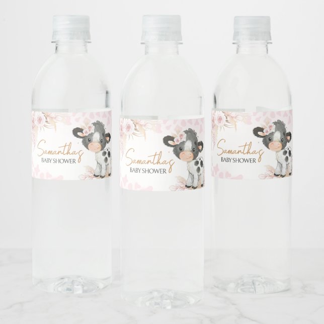 Pink Holy Cow Baby Dusche Wasserflaschenetikett (Flaschen)