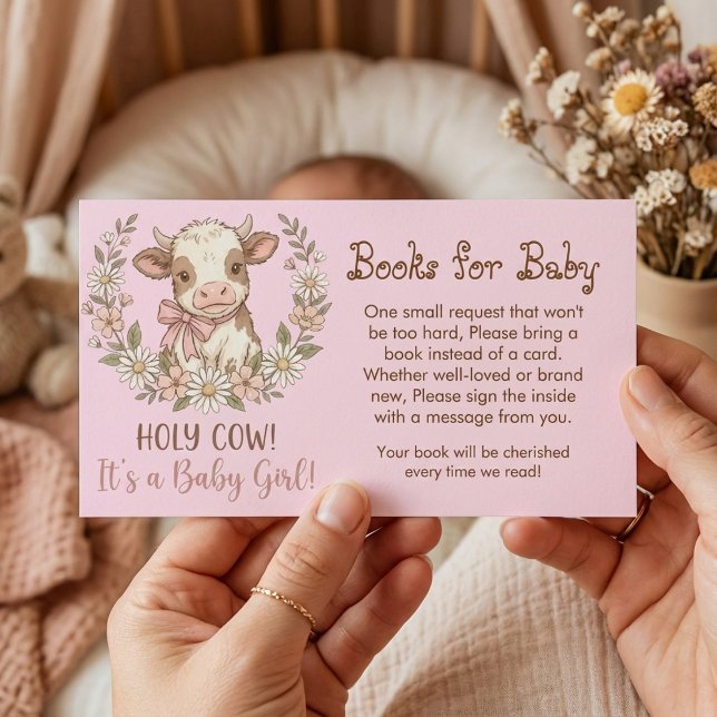 Pink Holy Cow Books for Baby Shower Begleitkarte (Von Creator hochgeladen)