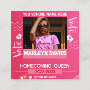 Pink Homecoming Queen Campaign Flyer Begleitkarte