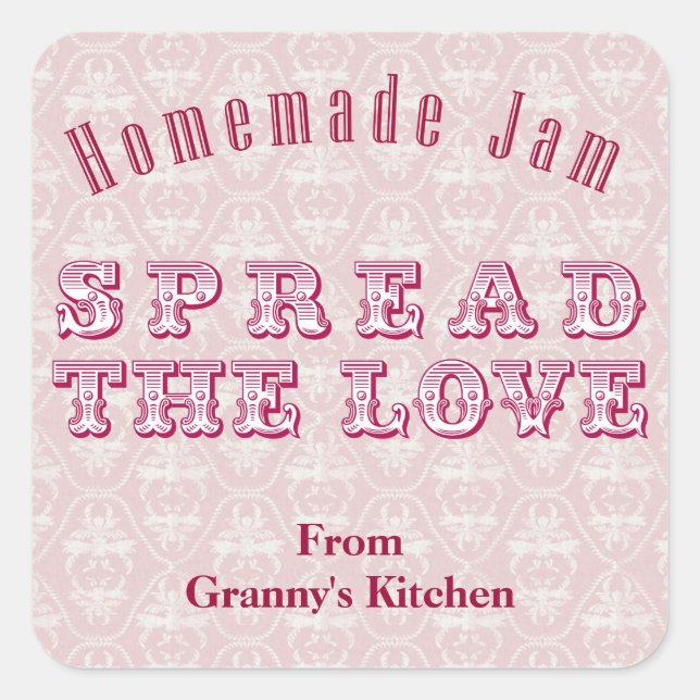 Pink Homemade Jam Canning Stickers (Vorderseite)