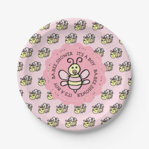 Pink Honey Bee Girl's Baby Shower Pappteller