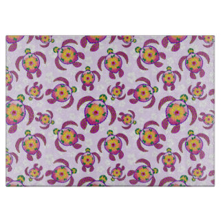 Pink Honu Turtles Hibiscus Flowers Schneidebrett