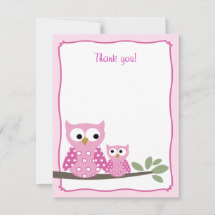 Pink Hoot Owls Flat Danke, dass Sie eine Karte hab