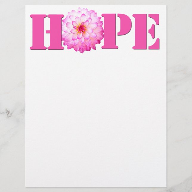 Pink HOPE Dahlia Foto Papier Briefbogen (Vorderseite)