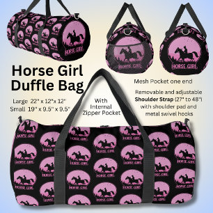 Pink Horse Girl Design auf schwarz Duffle Bag
