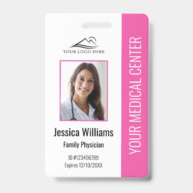 Pink Hospital Medical Employee Foto ID Abzeichen Ausweis (Vorderseite)