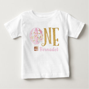 Pink Hot Air Ballon 1. Geburtstag Baby T - Shirt