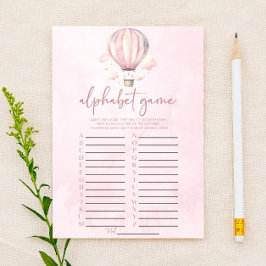 Pink Hot Air Ballon Alphabet Babydusche Spiel