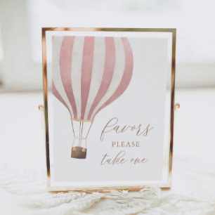 Pink Hot Air Ballon Baby Dusche Favorit Schild