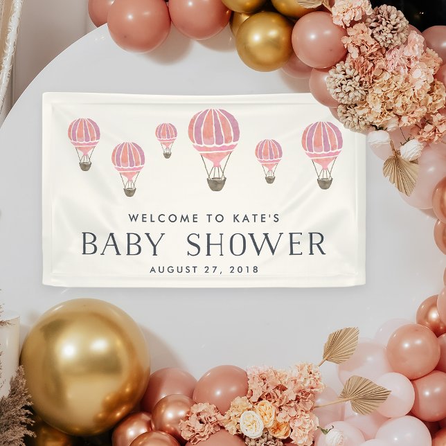 Pink Hot Air Ballon Babydusche Banner (Von Creator hochgeladen)