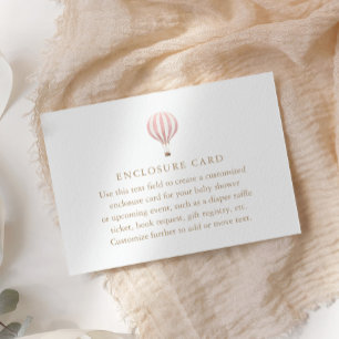 Pink Hot Air Ballon Babydusche Begleitkarte