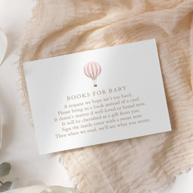 Pink Hot Air Ballon Babydusche Bücher für Baby Begleitkarte (Von Creator hochgeladen)