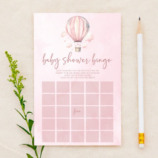 Pink Hot Air Ballon Bingo Baby Showspiel (Von Creator hochgeladen)