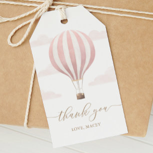 Pink Hot Air Ballon Birthday Geschenkanhänger