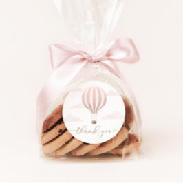 Pink Hot Air Ballon Birthday Runder Aufkleber